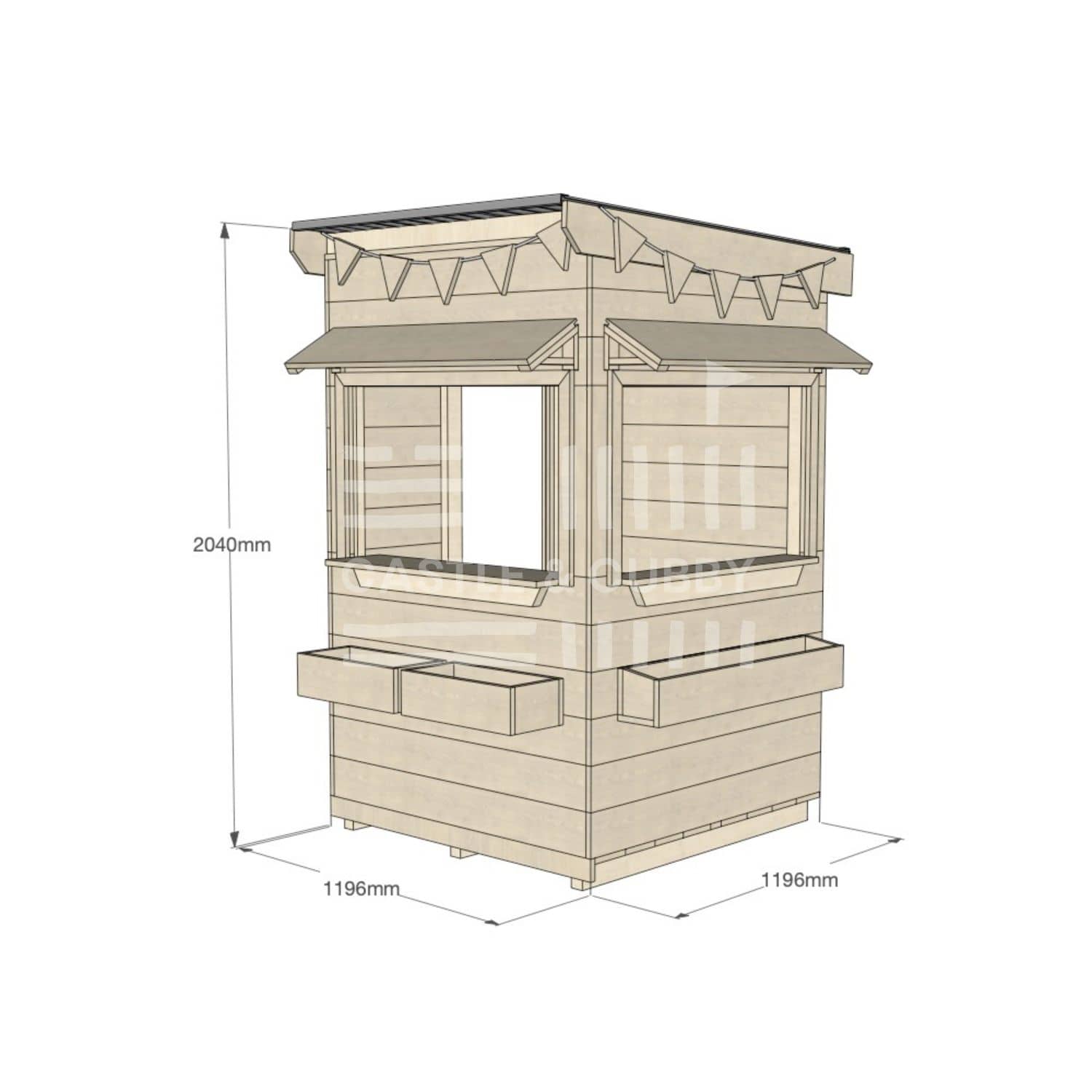 Flat roof raw extra height wooden cubby house commercial education little square dimensions