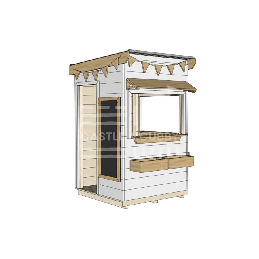 Flat roof painted extra height wooden cubby house commercial education little square accessories
