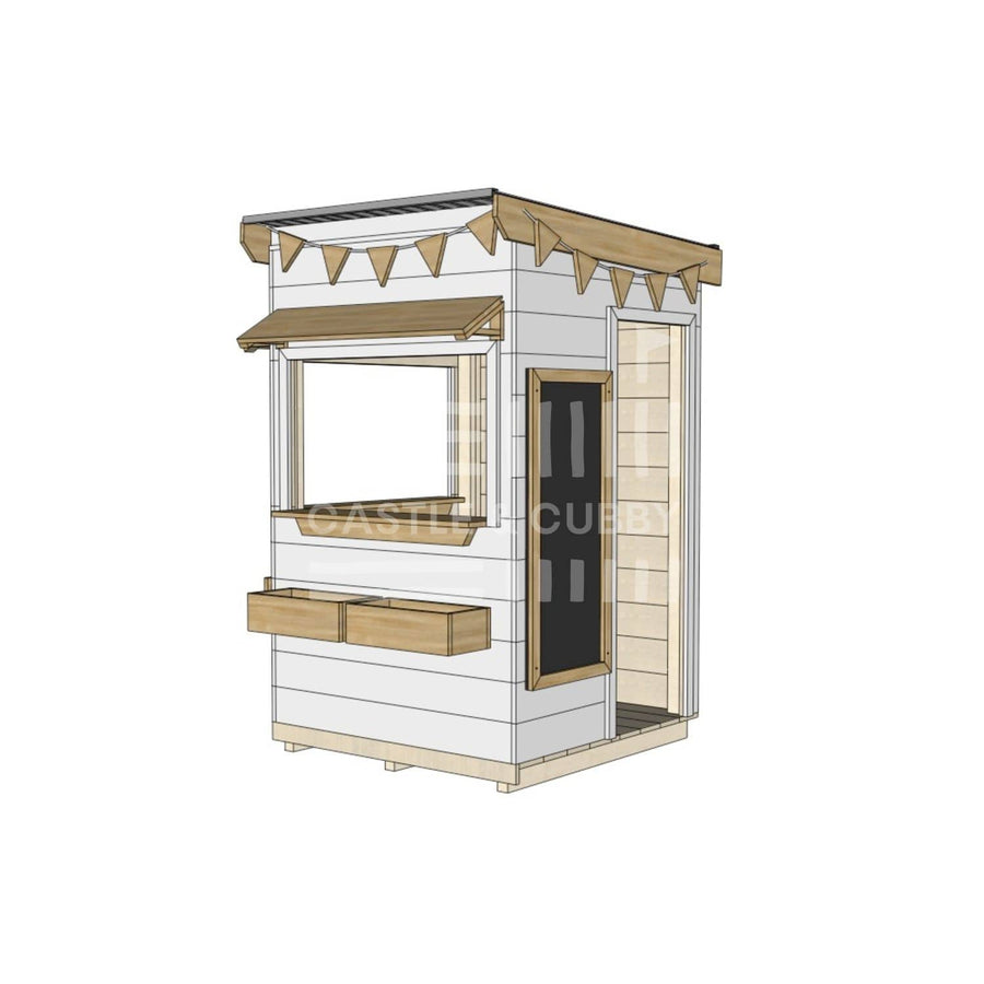 Flat roof painted extra height wooden cubby house commercial education little square