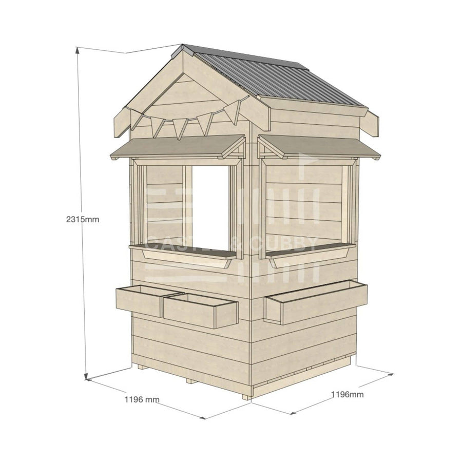 Pitched roof extra height raw wooden cubby house commercial education little square dimensions