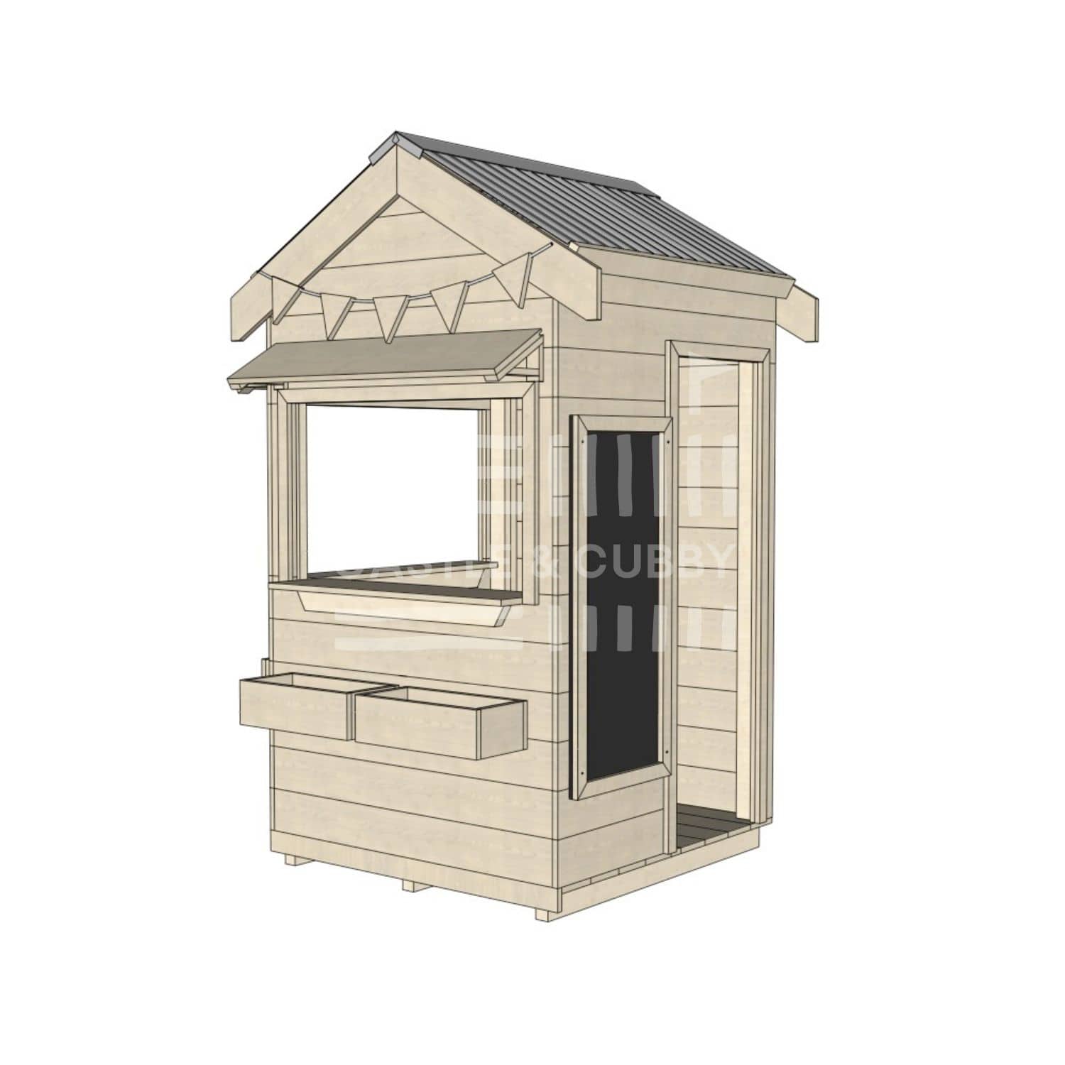 Pitched roof extra height raw wooden cubby house commercial education little square accessories