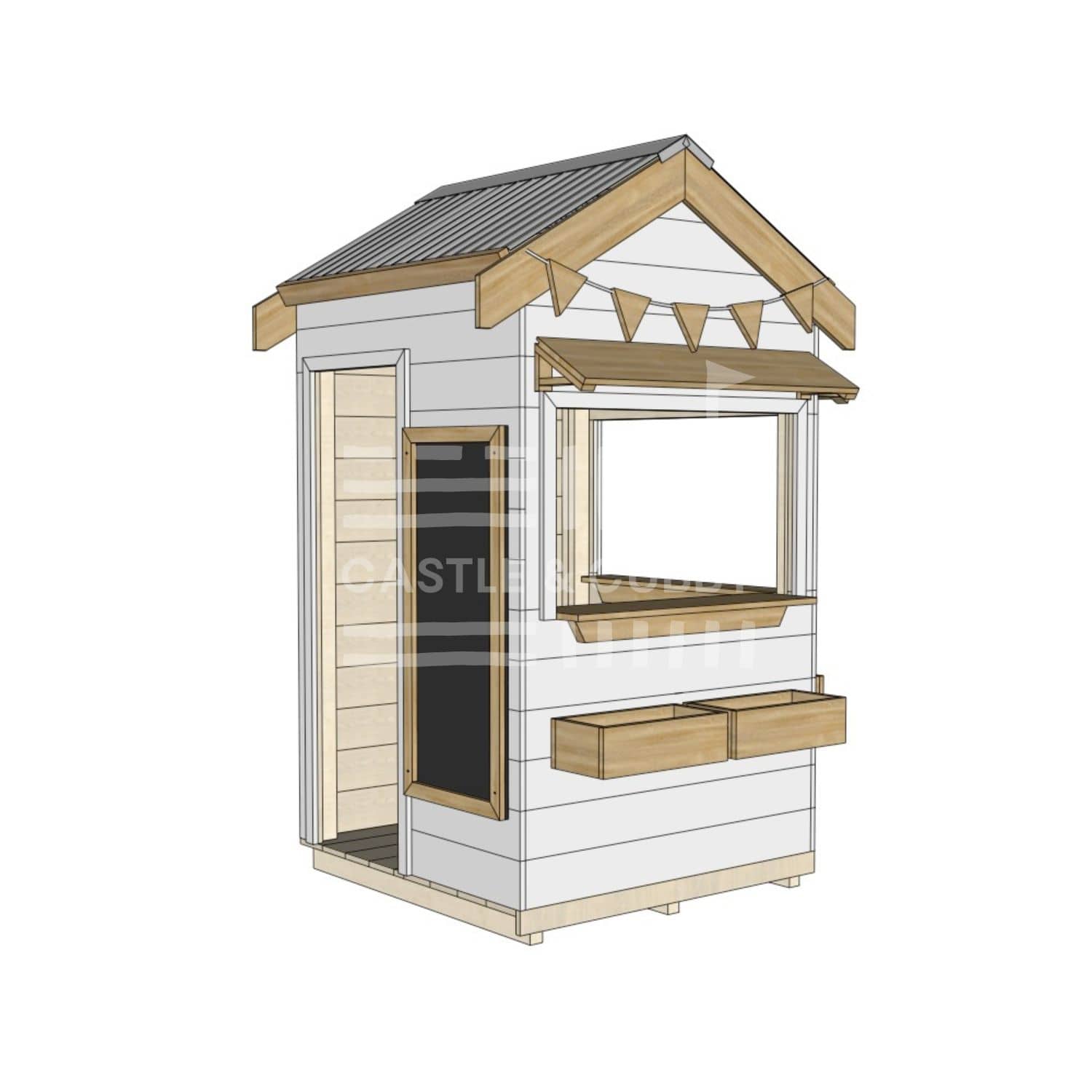 Pitched roof extra height painted wooden cubby house commercial education little square accessories