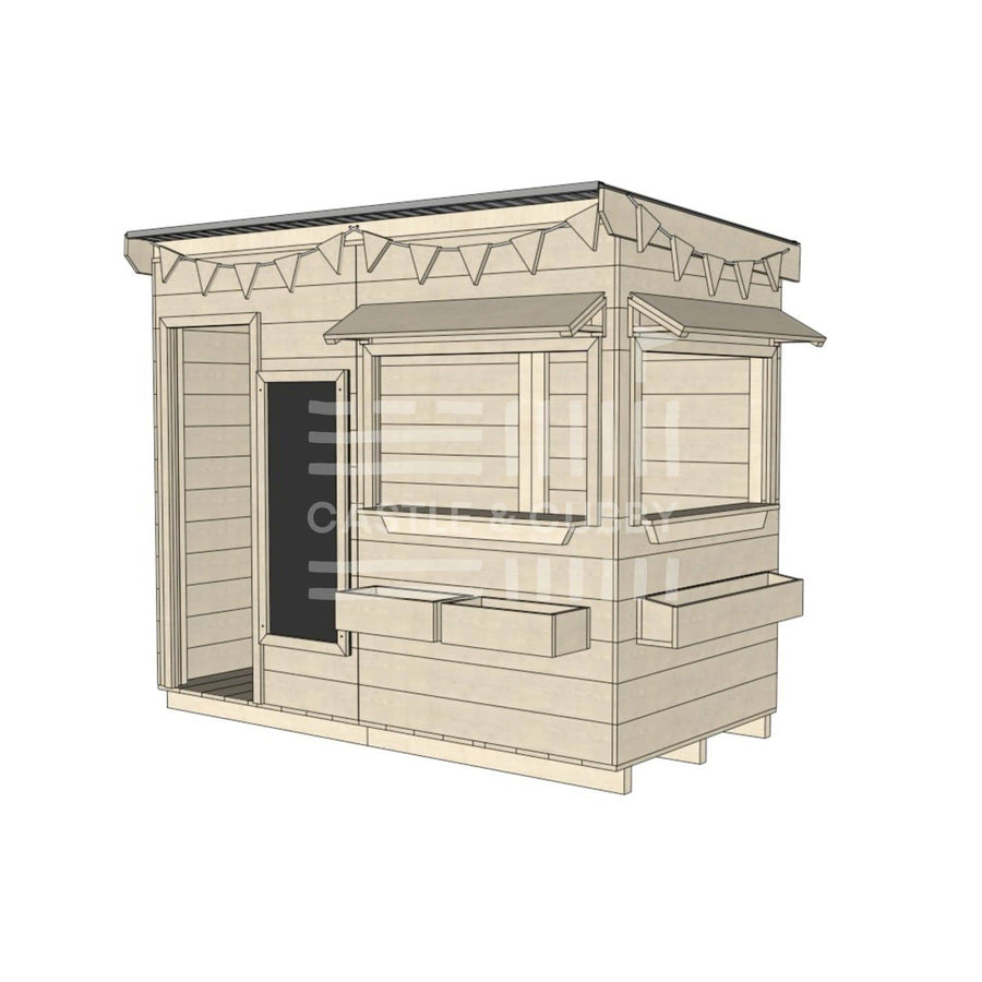Flat roof raw extra height wooden cubby house commercial education midi rectangle accessories