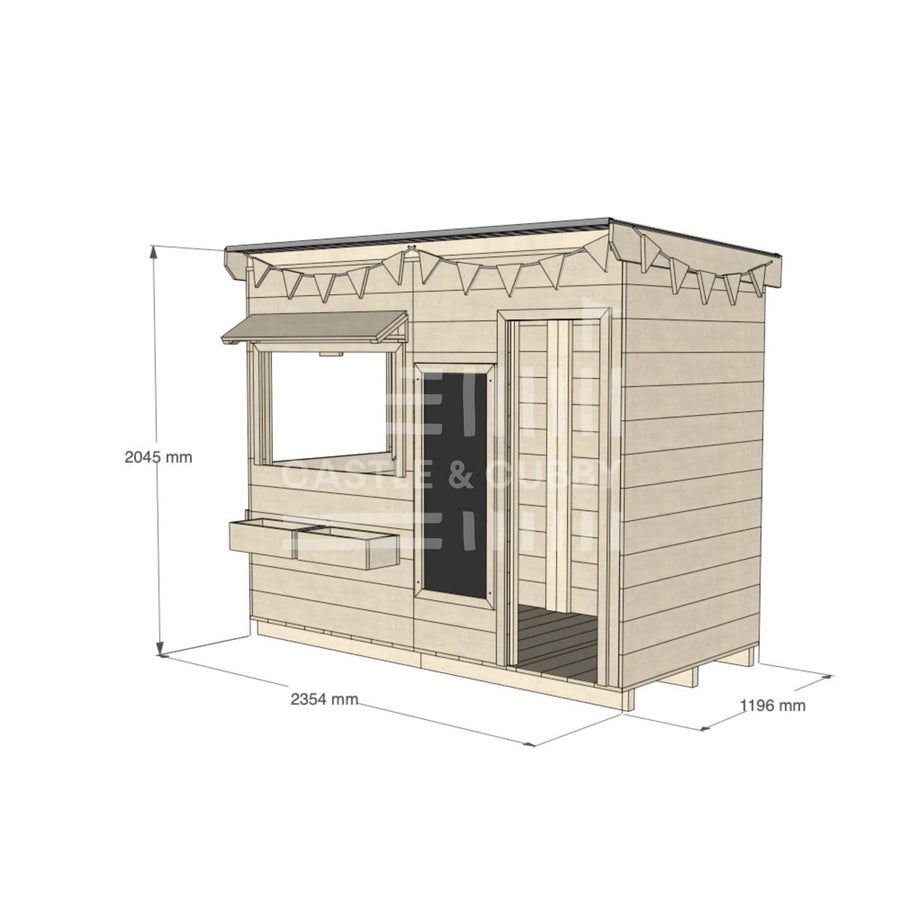 Flat roof raw extra height wooden cubby house commercial education midi rectangle