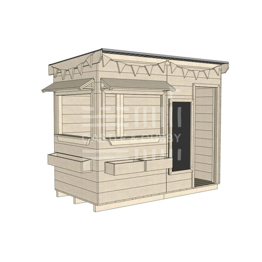 Flat roof raw extra height wooden cubby house commercial education midi rectangle dimensions