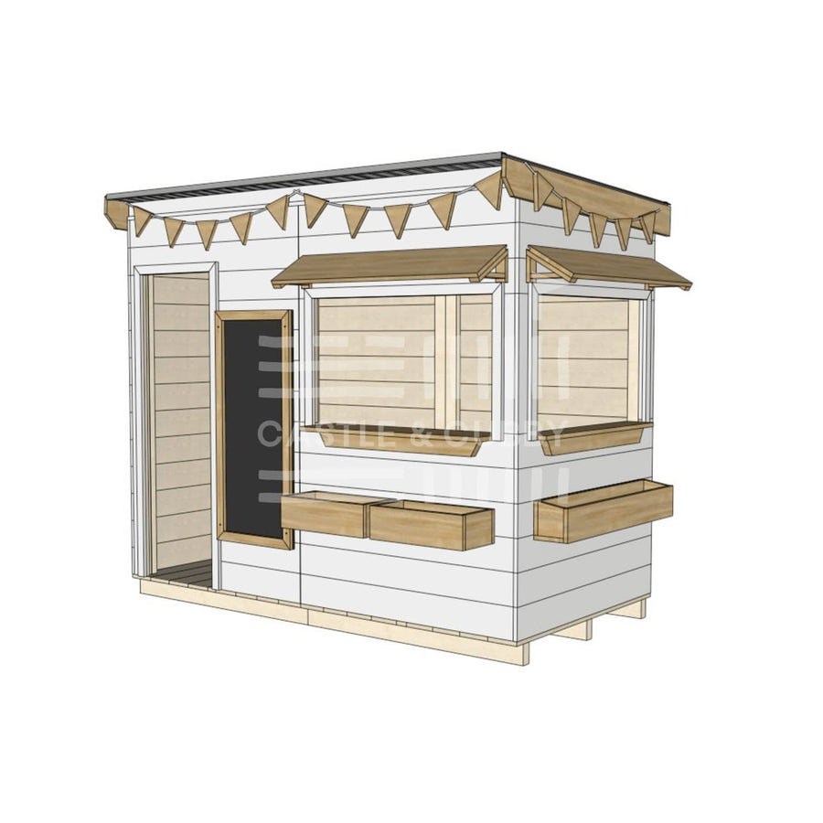 Flat roof painted extra height wooden cubby house commercial education midi rectangle accessories