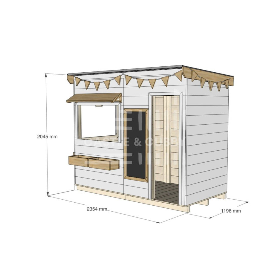 Flat roof painted extra height wooden cubby house commercial education midi rectangle