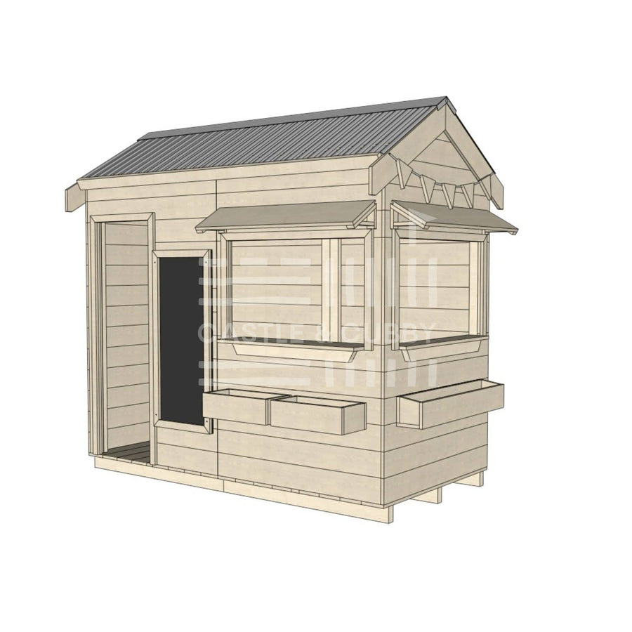 Pitched roof extra height raw wooden cubby house commercial education midi rectangle accessories