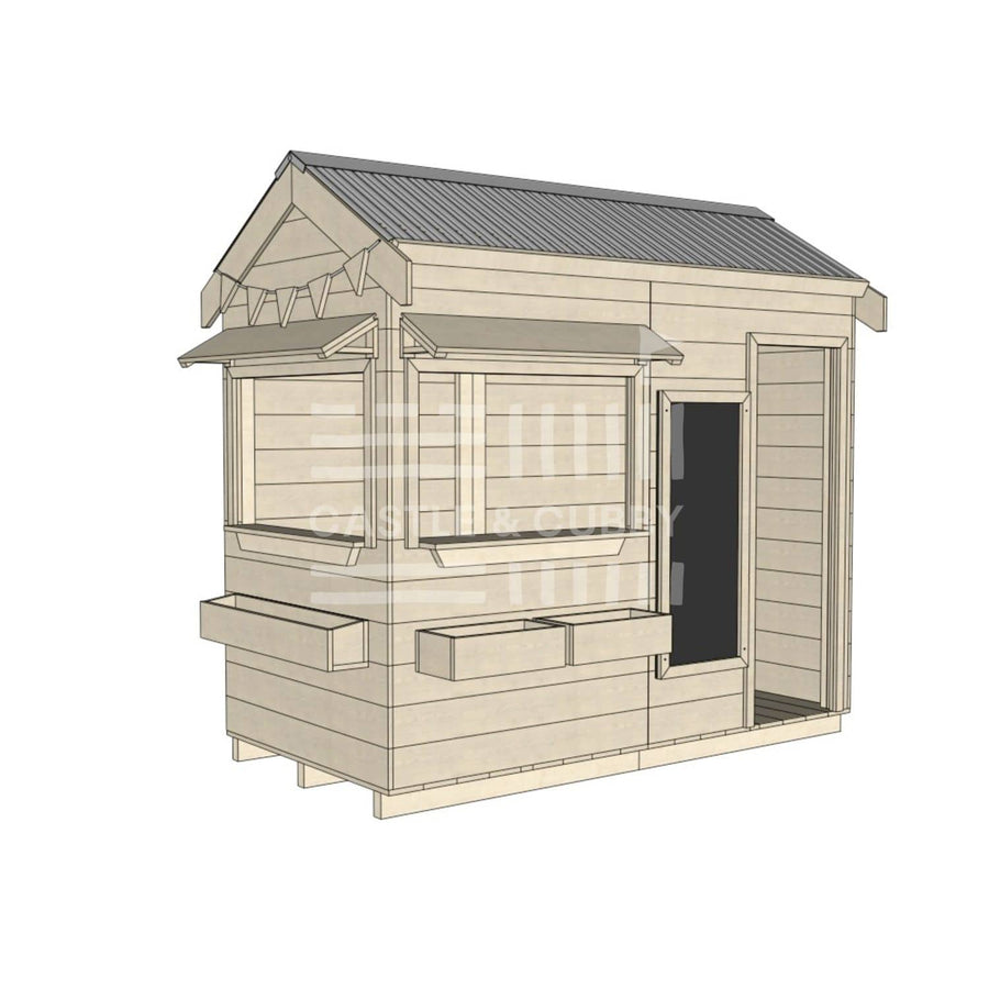 Pitched roof extra height raw wooden cubby house commercial education midi rectangle accessories