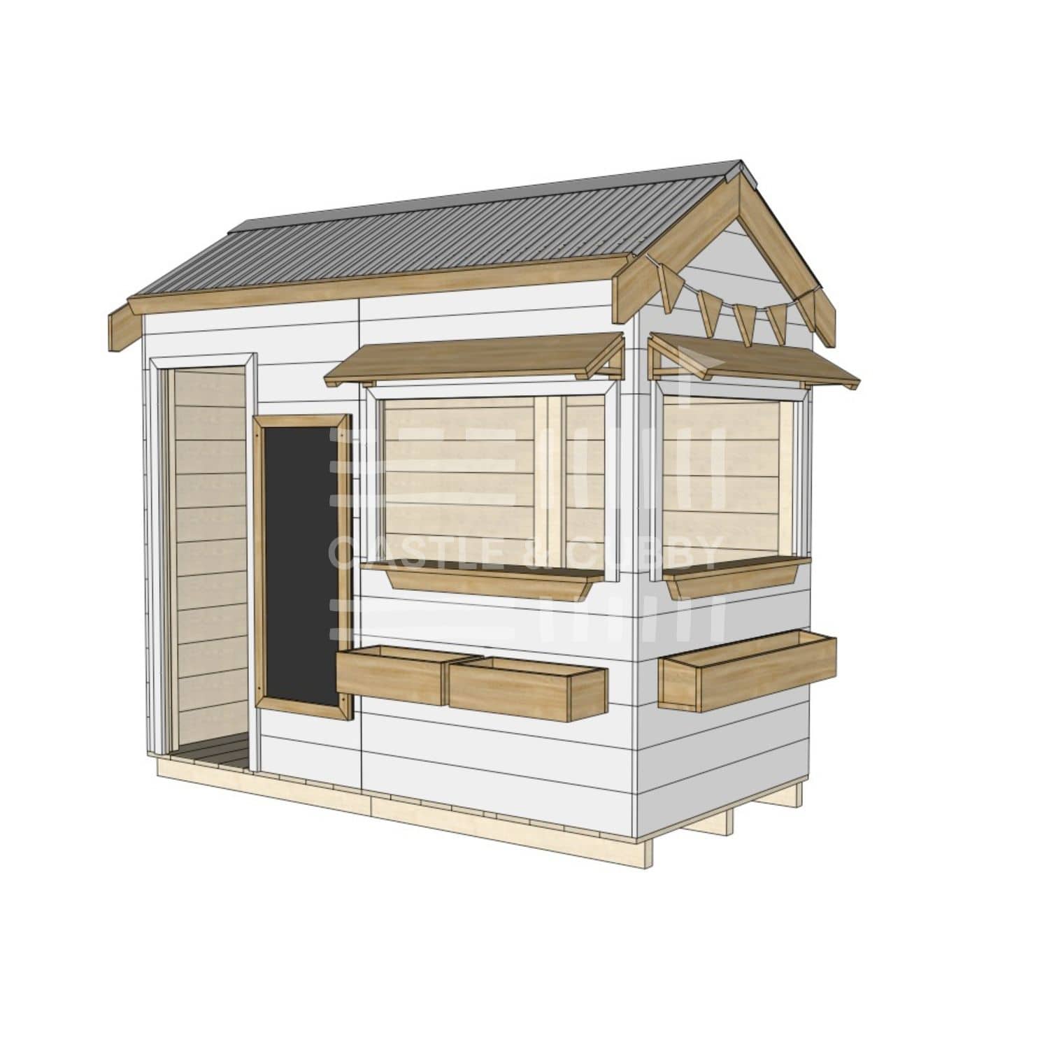 Pitched roof extra height painted wooden cubby house commercial education midi rectangle accessories