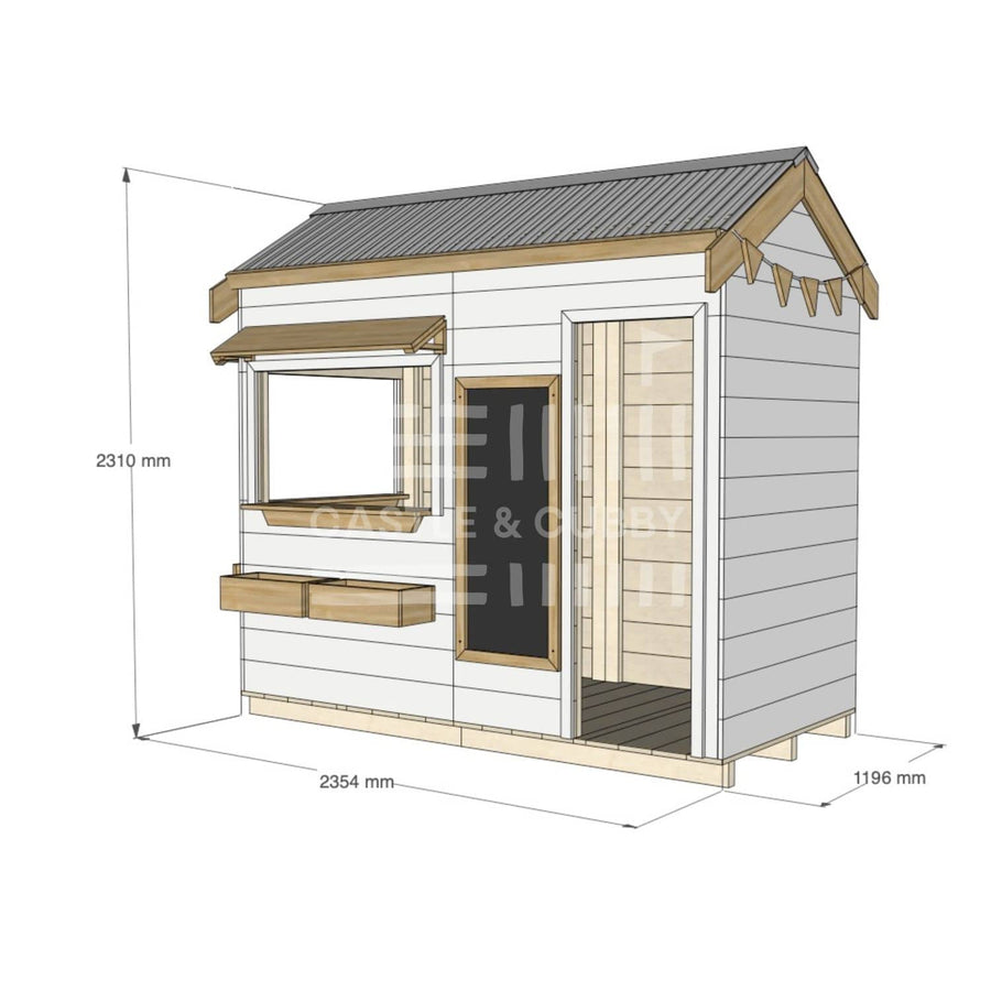 Pitched roof extra height painted wooden cubby house commercial education midi rectangle accessories