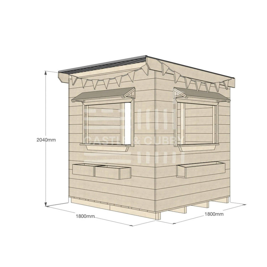 Flat roof raw extra height wooden cubby house commercial education midi square dimensions