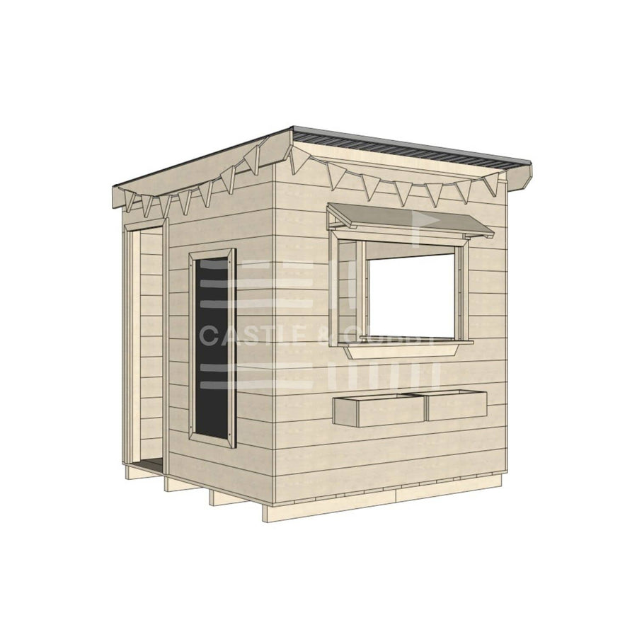 Flat roof raw extra height wooden cubby house commercial education midi square accessories