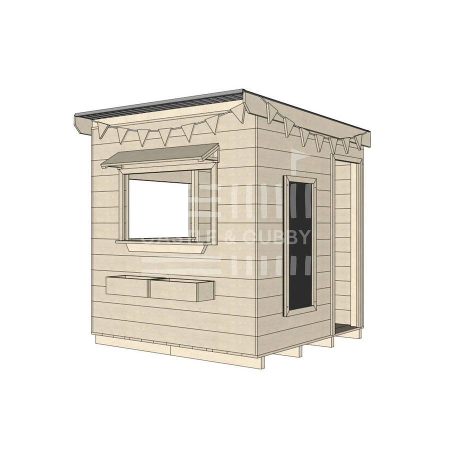 Flat roof raw extra height wooden cubby house commercial education midi square