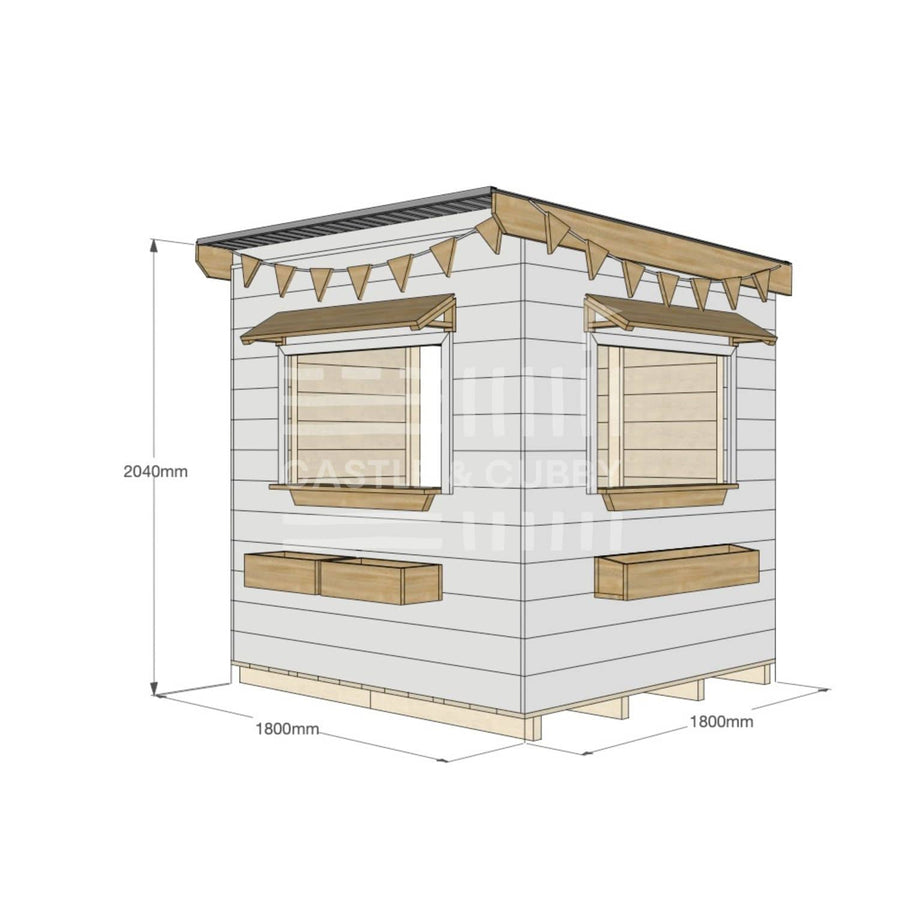 Flat roof painted extra height wooden cubby house commercial education midi square dimensions