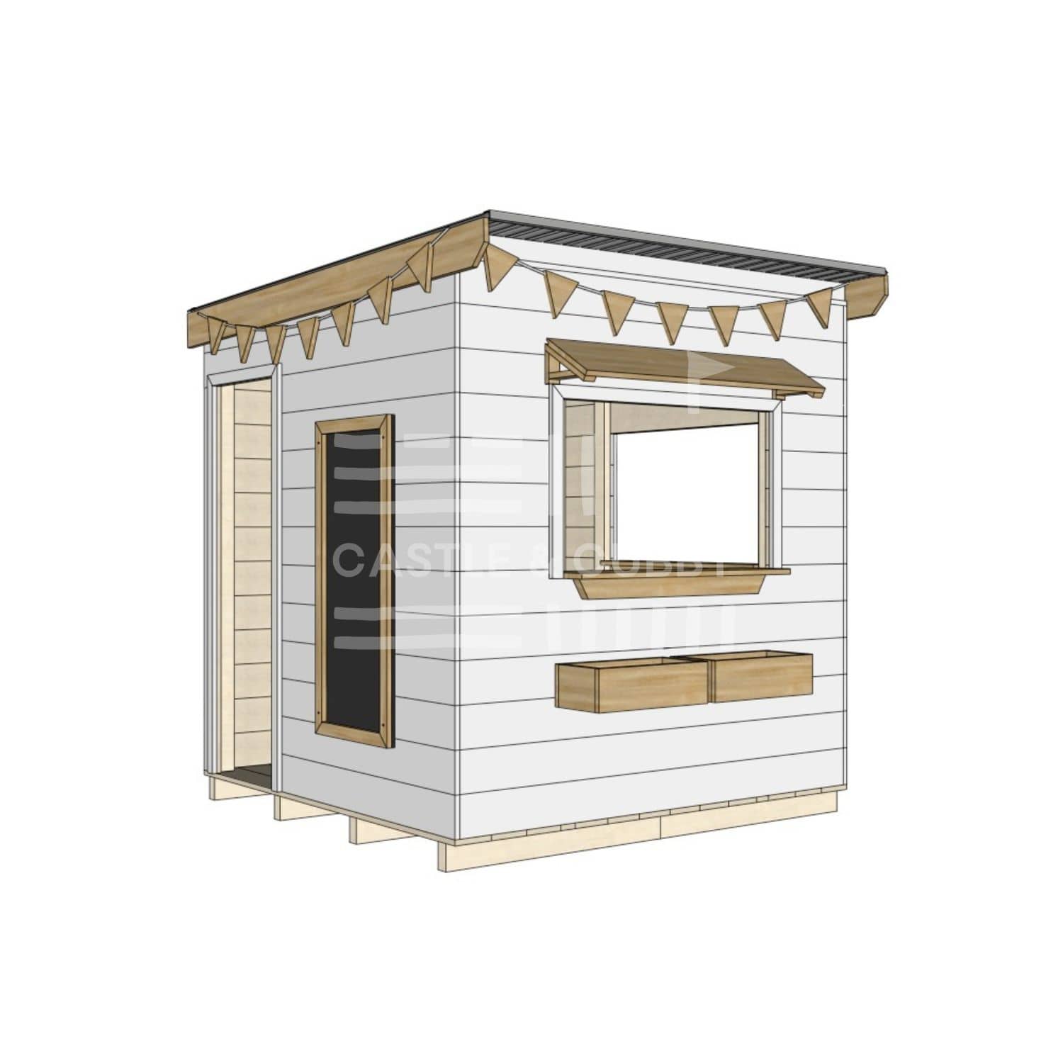 Flat roof painted extra height wooden cubby house commercial education midi square accessories