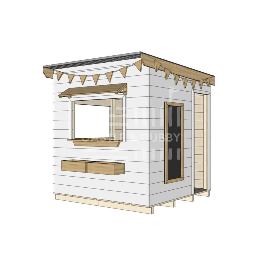 Flat roof painted extra height wooden cubby house commercial education midi square