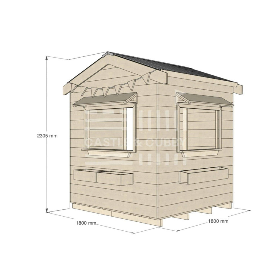 Pitched roof extra height raw wooden cubby house commercial education midi square dimensions