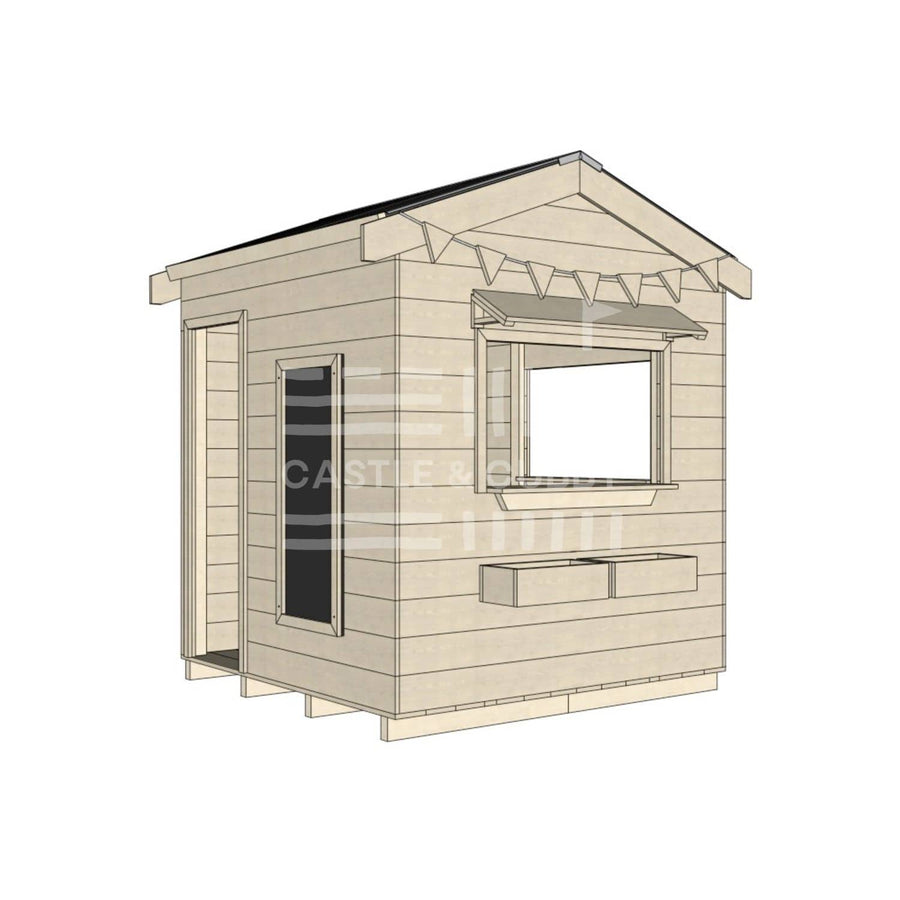 Pitched roof extra height raw wooden cubby house commercial education midi square accessories