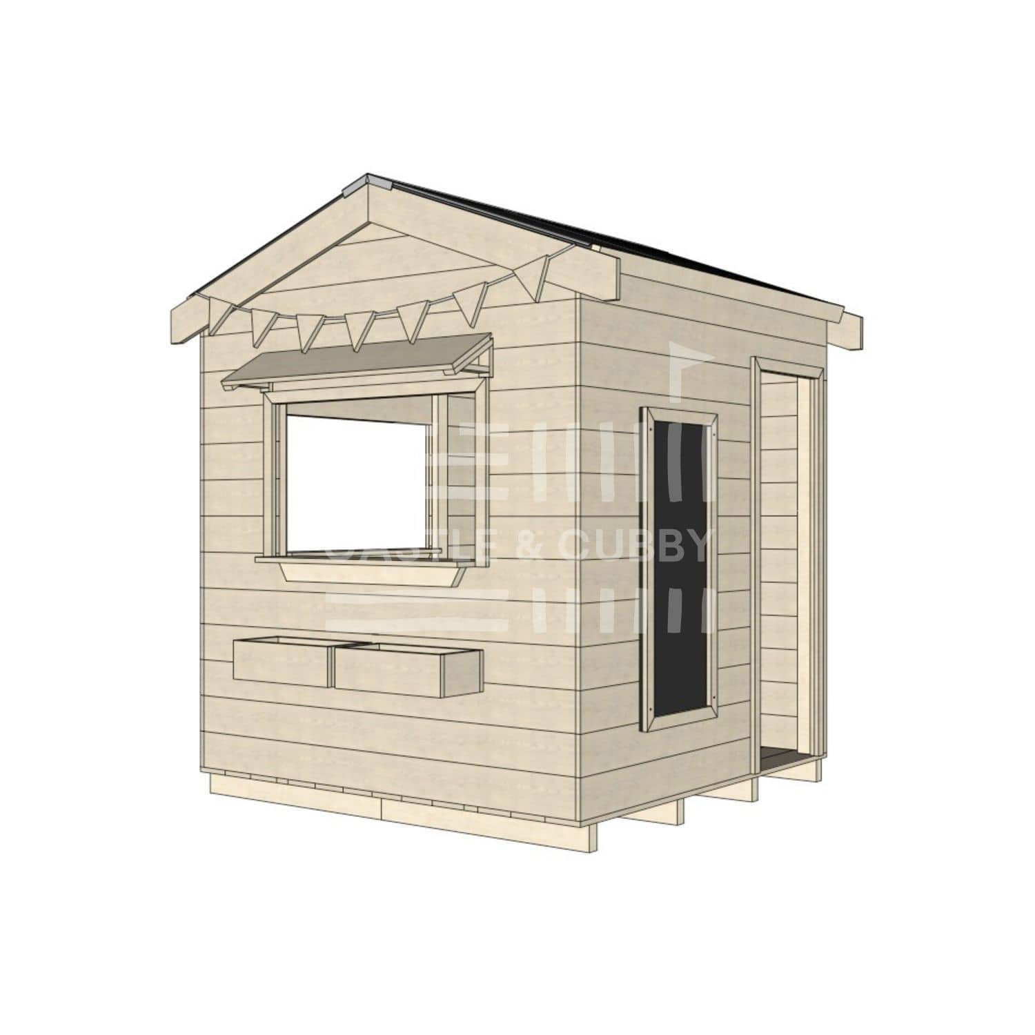 Pitched roof extra height raw wooden cubby house commercial education midi square accessories