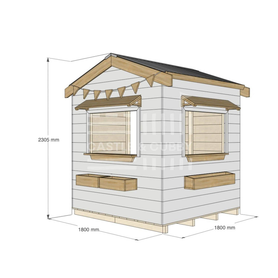 Pitched roof extra height painted wooden cubby house commercial education midi square dimensions