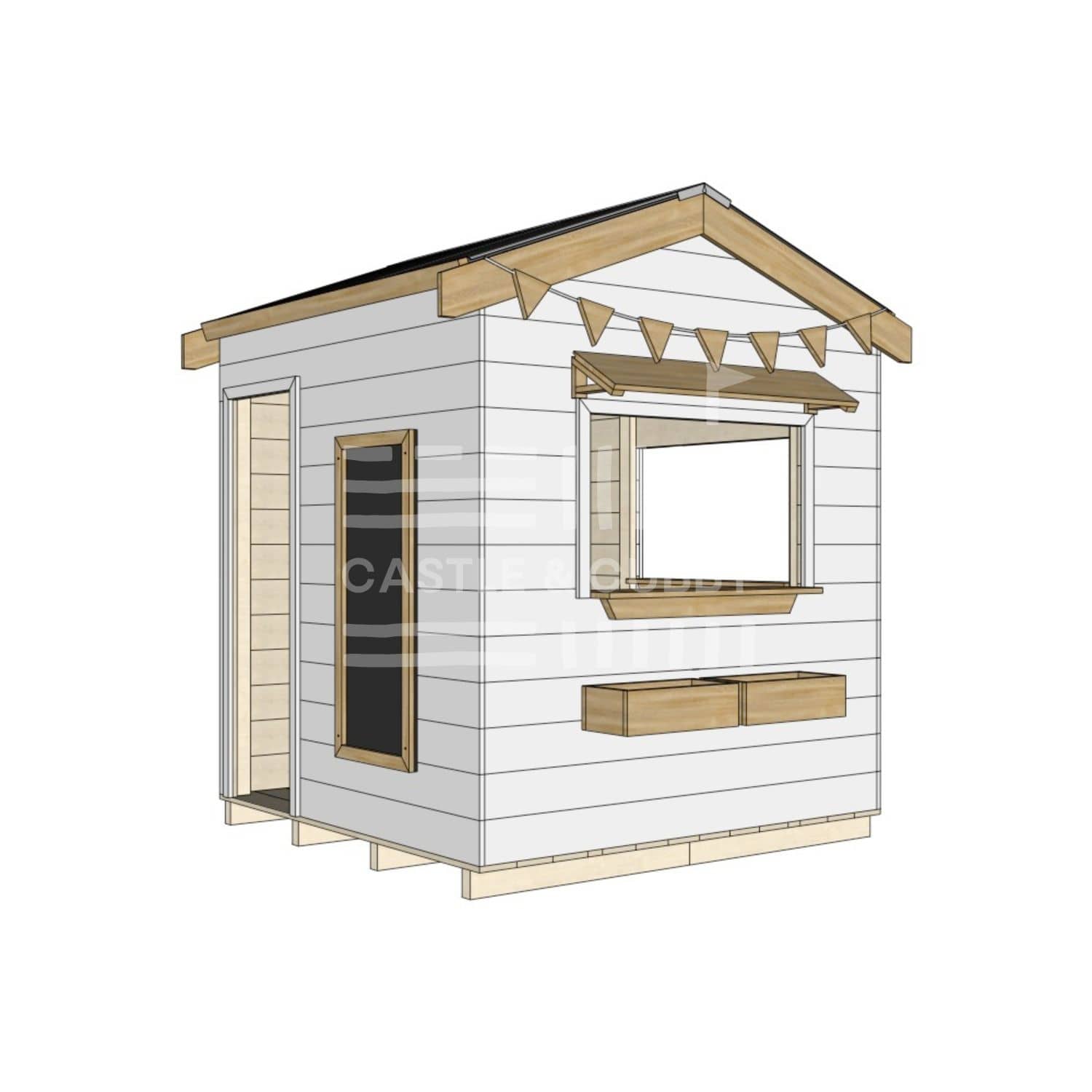 Pitched roof extra height painted wooden cubby house commercial education midi square accessories