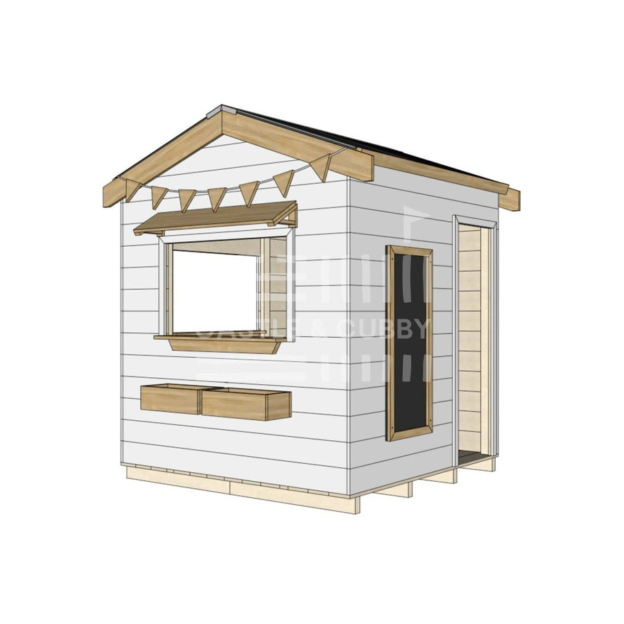 Pitched roof extra height painted wooden cubby house commercial education midi square accessories