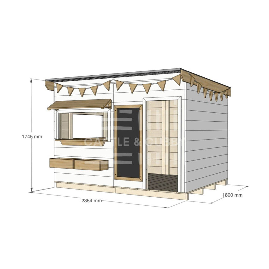 Flat roof painted wooden cubby house commercial education large rectangle