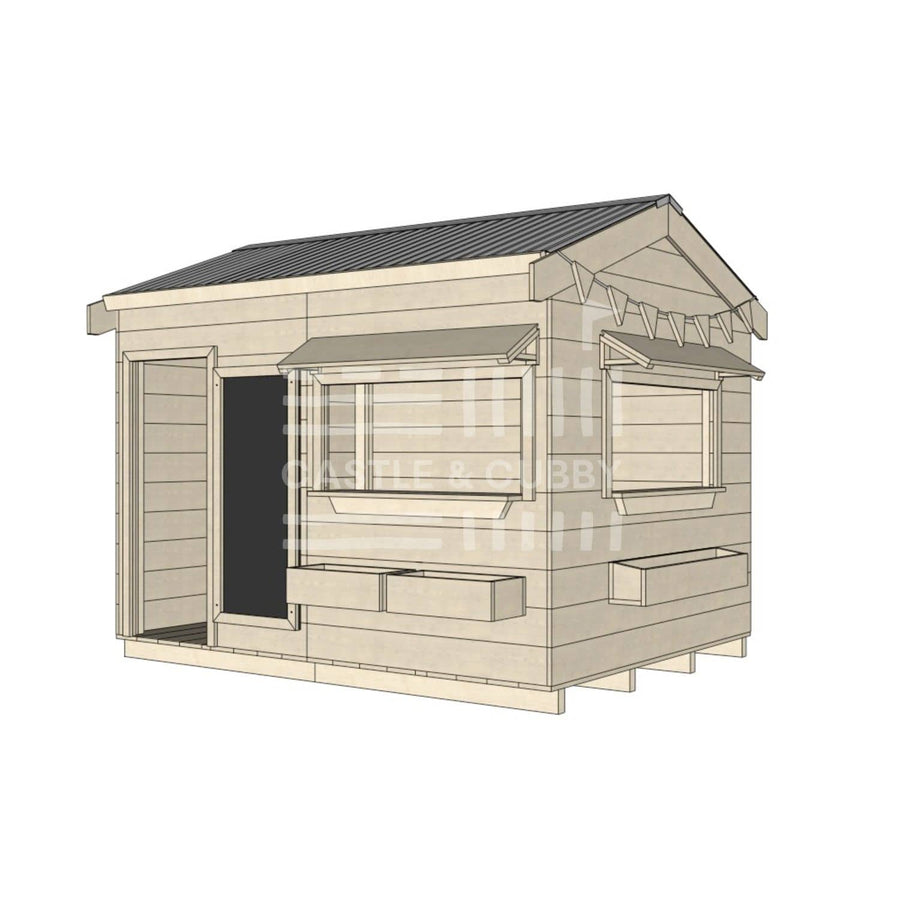 Pitched roof raw wooden cubby house commercial education large rectangle accessories