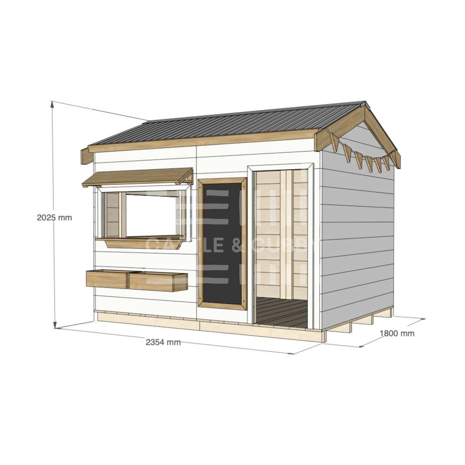 Pitched roof painted wooden cubby house commercial education large rectangle accessories