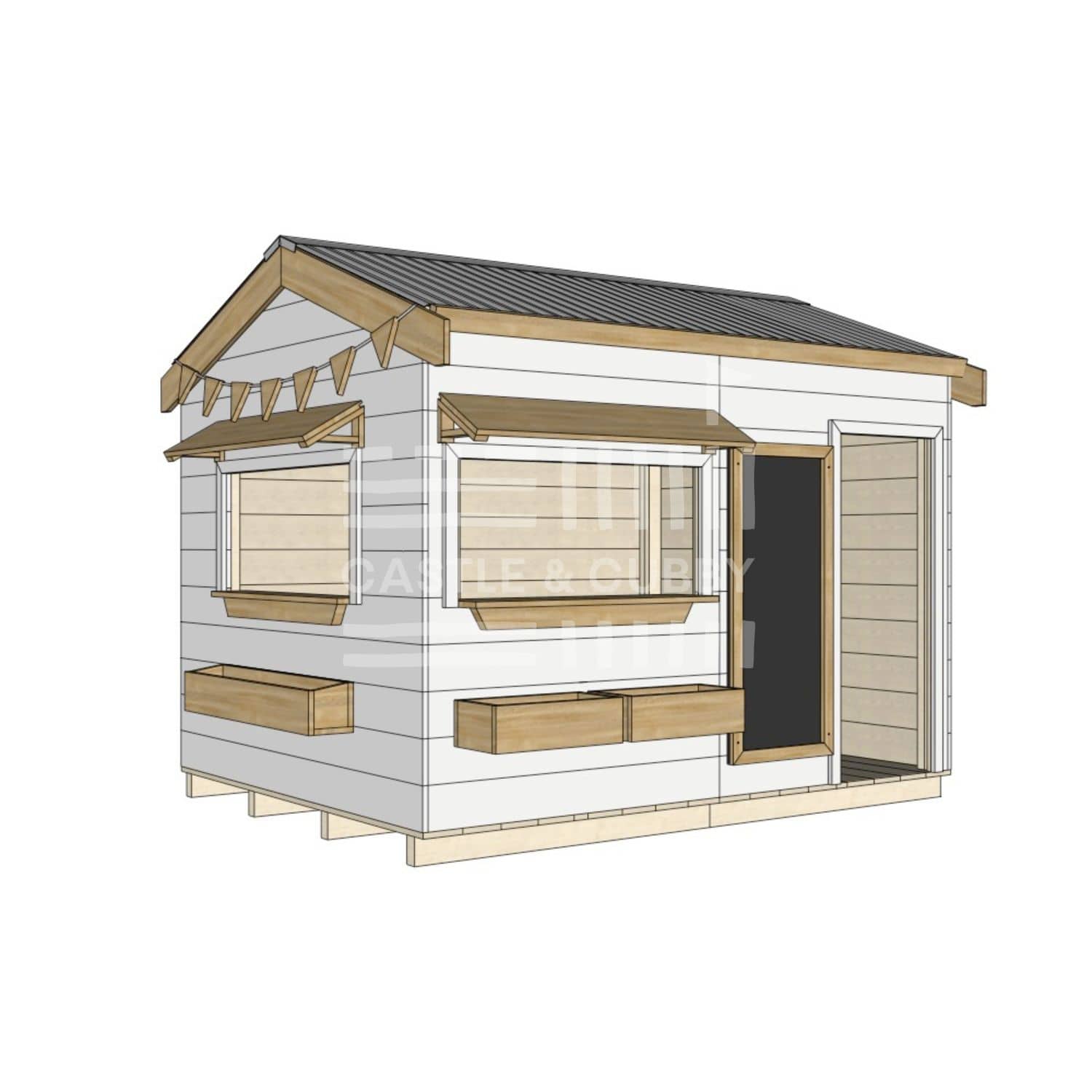 Pitched roof painted wooden cubby house commercial education large rectangle dimensions