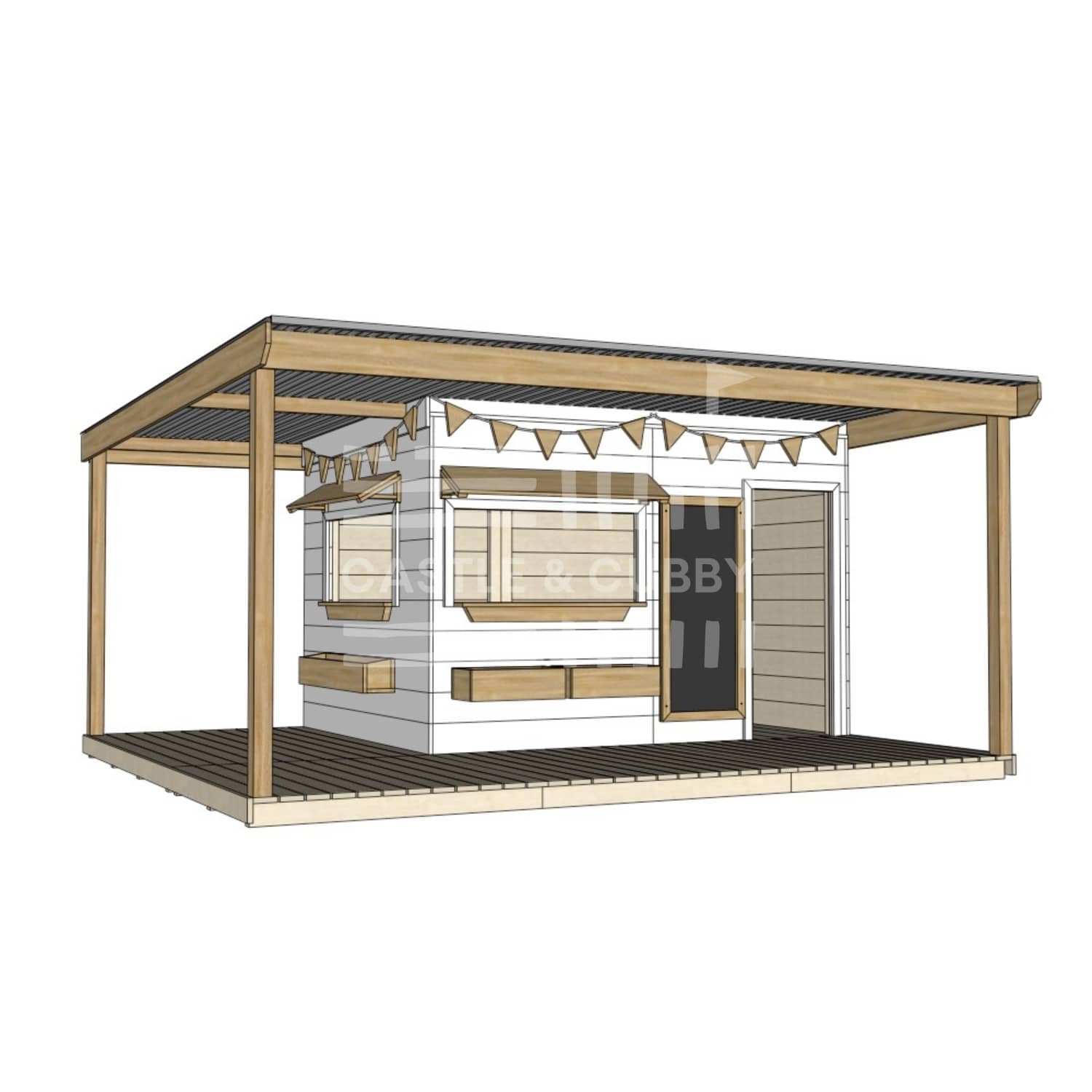 Layout options for painted large square cubby with wraparound verandah