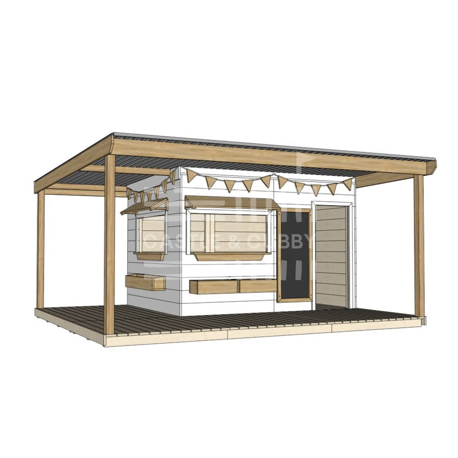 Layout options for painted large square cubby with wraparound verandah