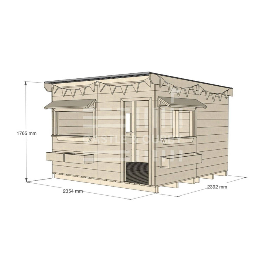 Flat roof raw wooden cubby house commercial education large square