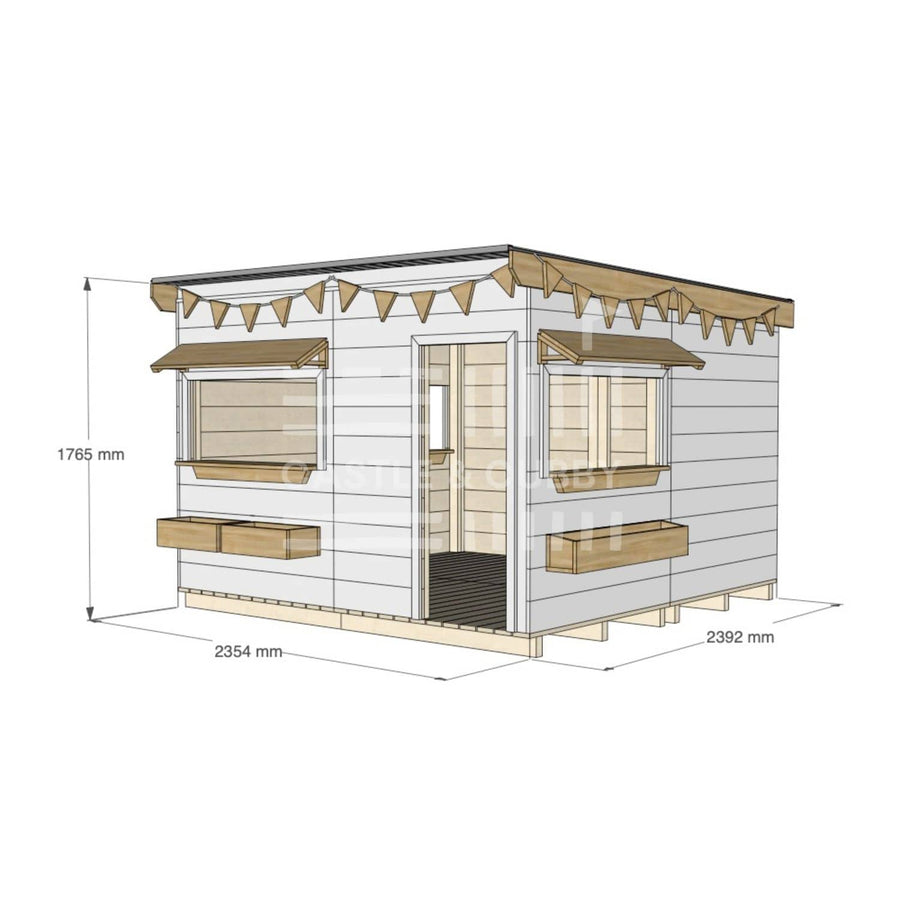 Flat roof painted wooden cubby house commercial education large square