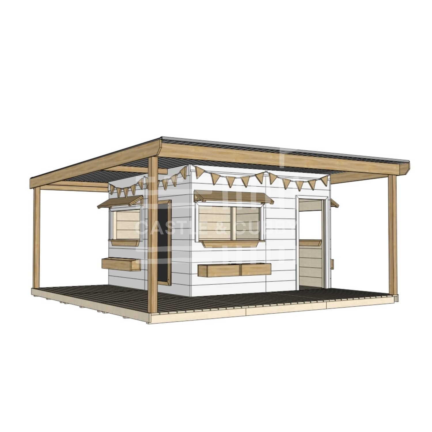 Layout options for painted large square cubby with wraparound verandah