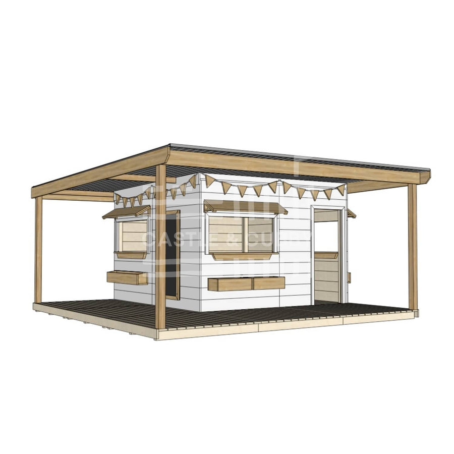Layout options for painted large square cubby with wraparound verandah