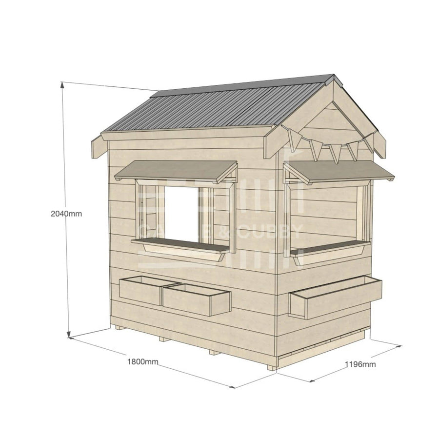 Pitched roof raw wooden cubby house commercial education little rectangle dimensions