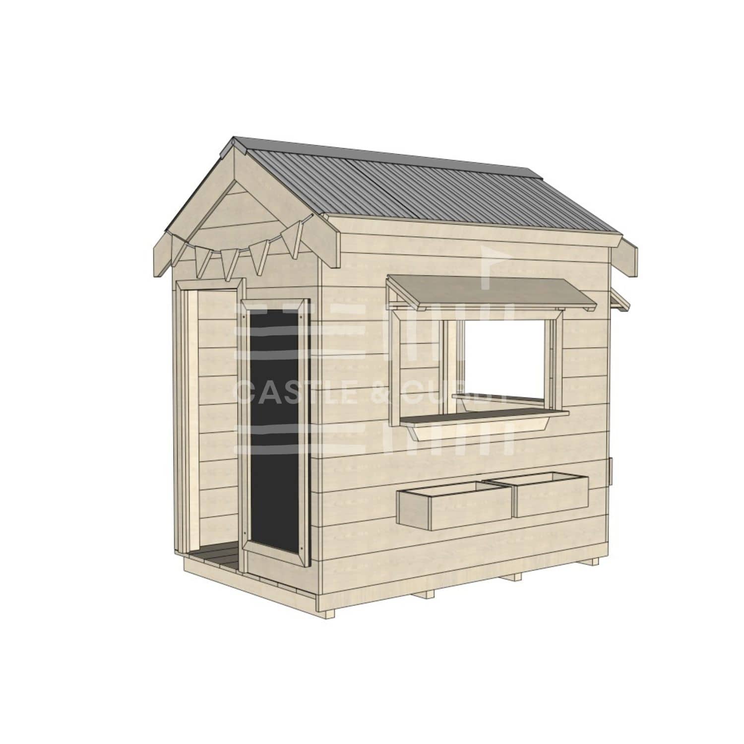 Pitched roof raw wooden cubby house commercial education little rectangle accessories