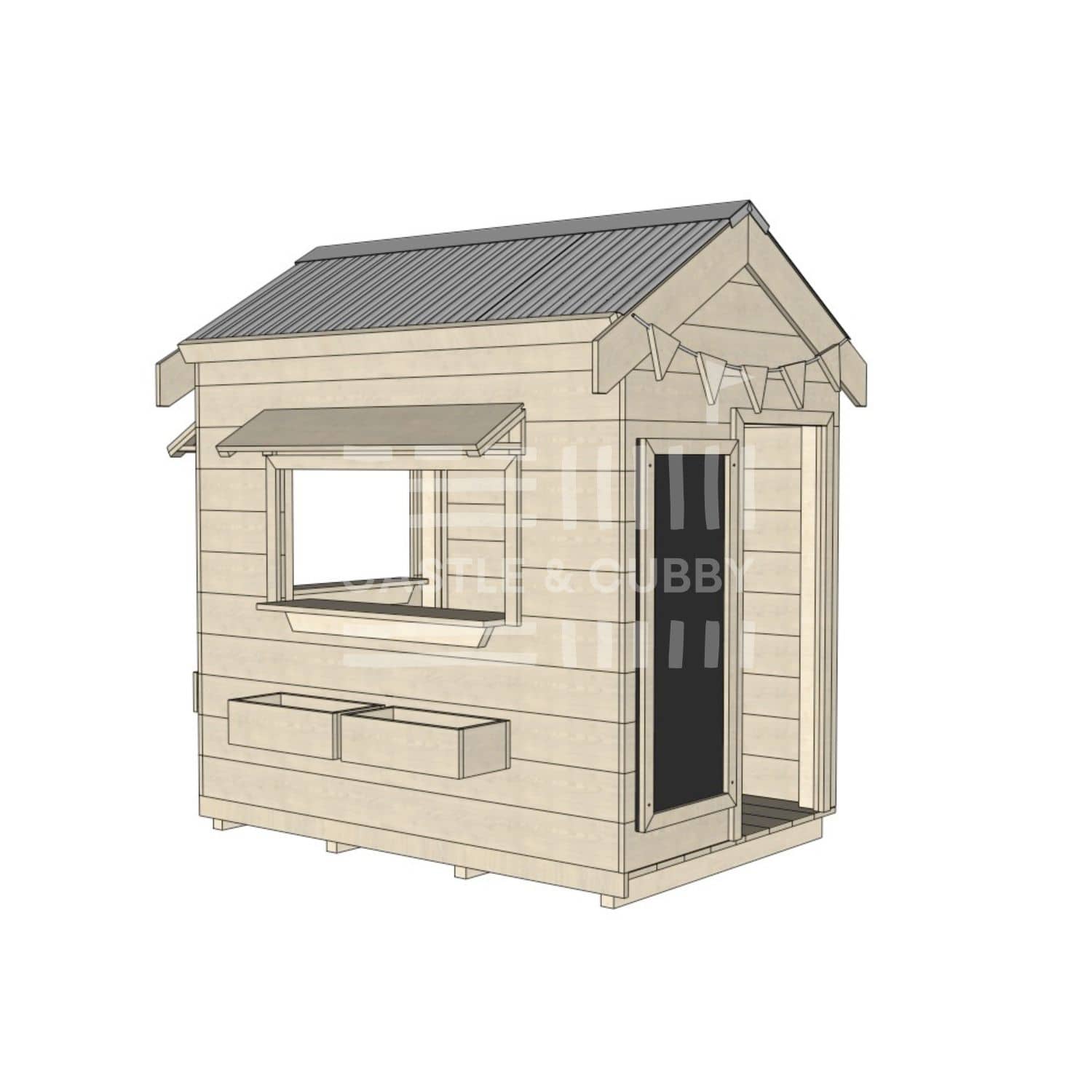 Pitched roof raw wooden cubby house commercial education little rectangle accessories