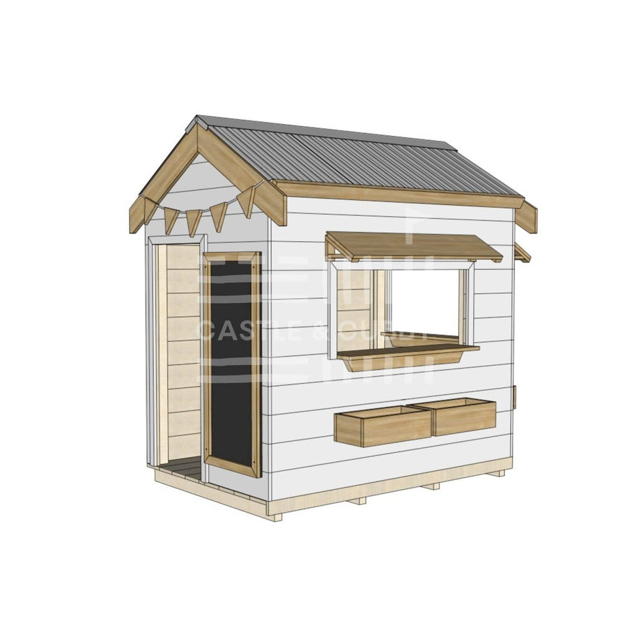 Pitched roof painted wooden cubby house commercial education little rectangle accessories