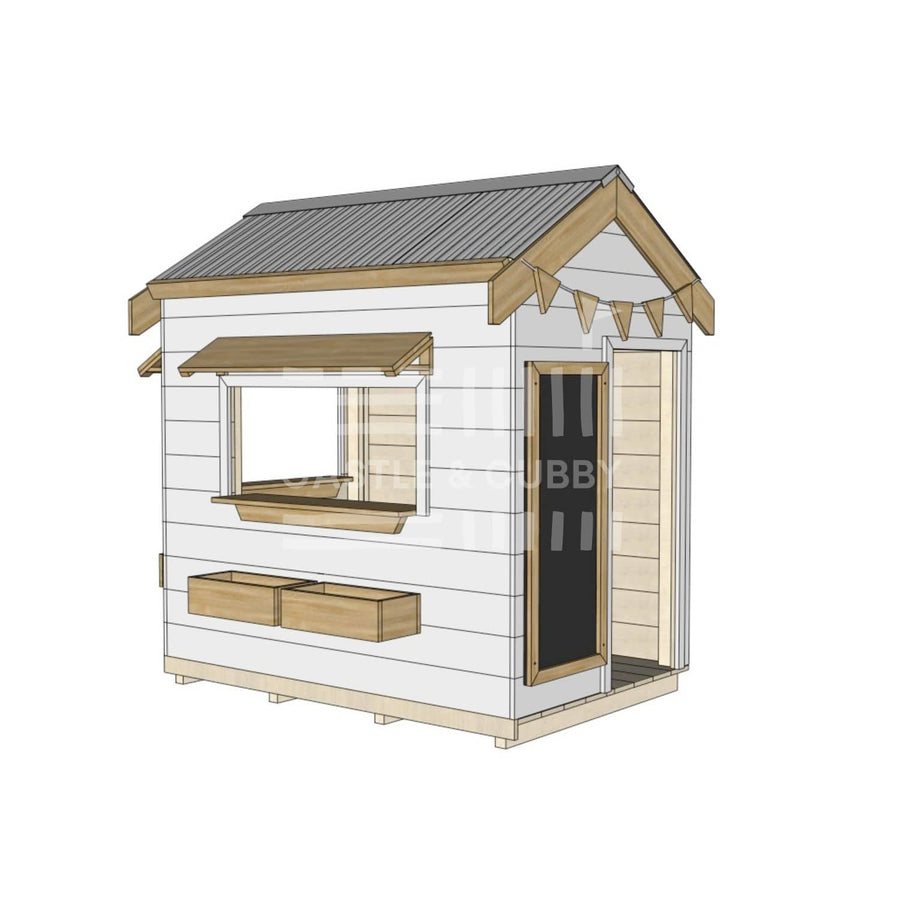 Pitched roof painted wooden cubby house commercial education little rectangle accessories