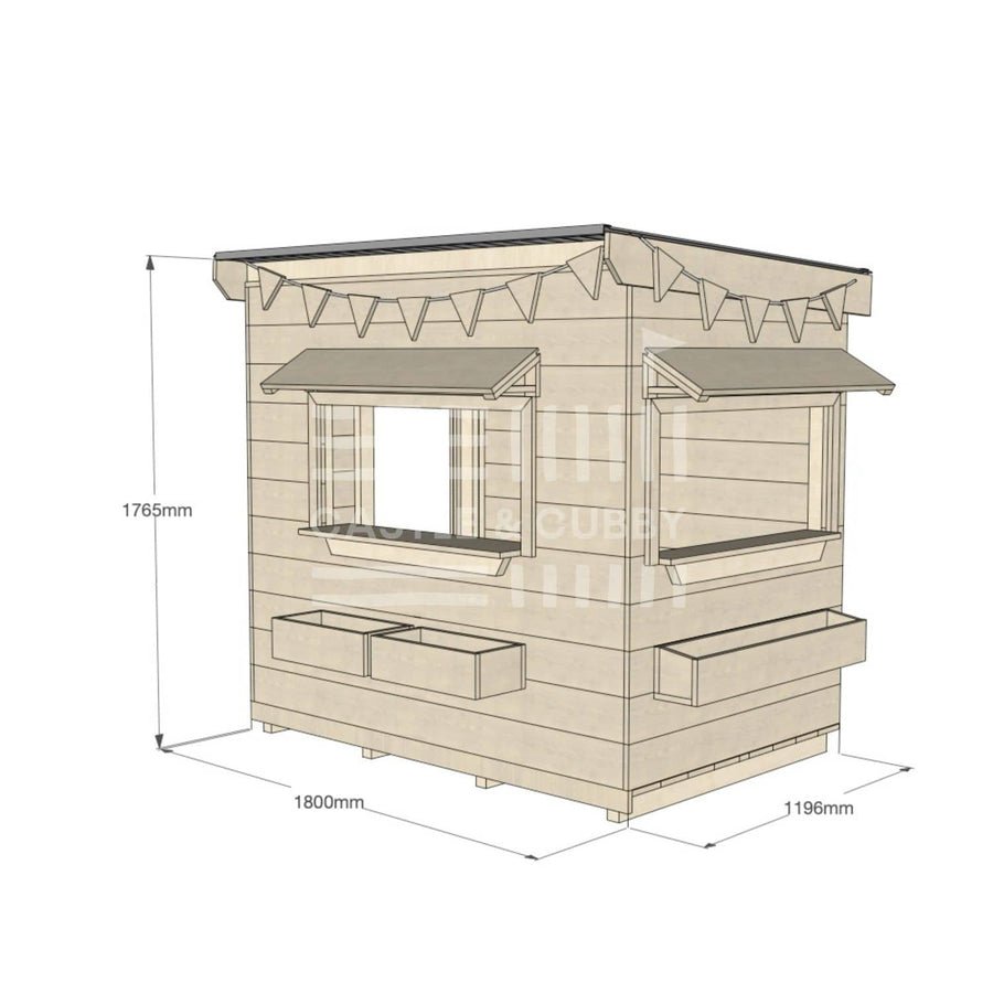 Flat roof raw wooden cubby house commercial education little rectangle dimensions