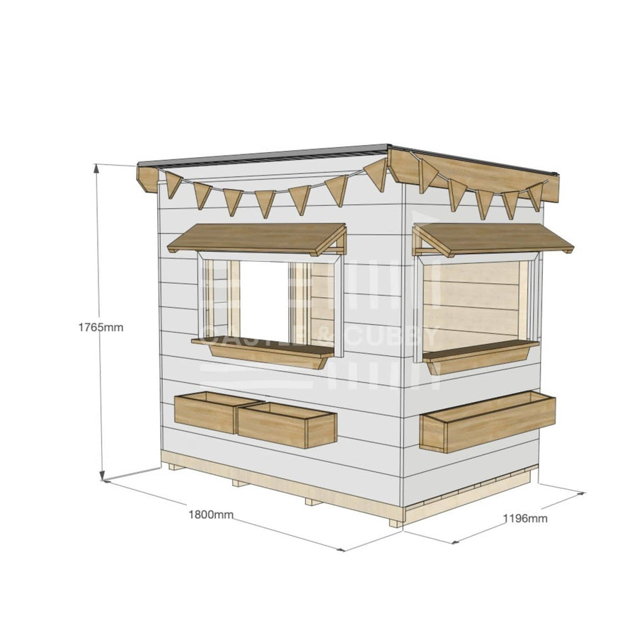 Flat roof painted wooden cubby house commercial education little rectangle dimensions