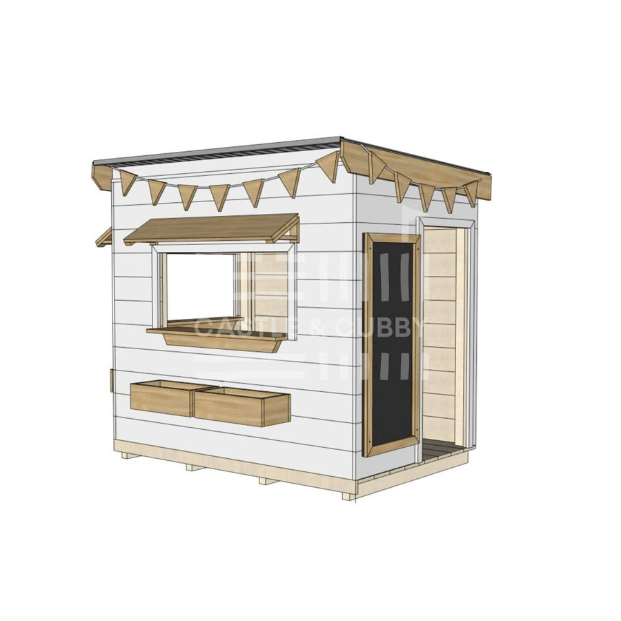Flat roof painted wooden cubby house commercial education little rectangle