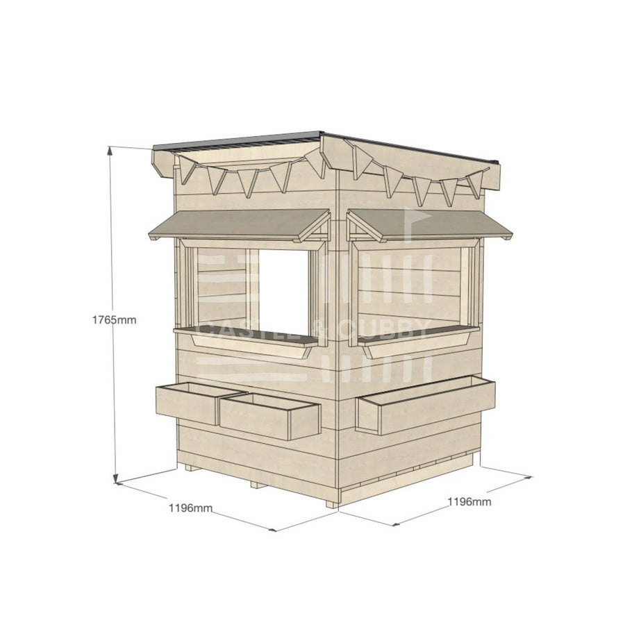 Flat roof raw wooden cubby house commercial education little square dimensions