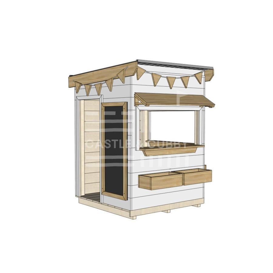 Flat roof painted wooden cubby house commercial education little square accessories