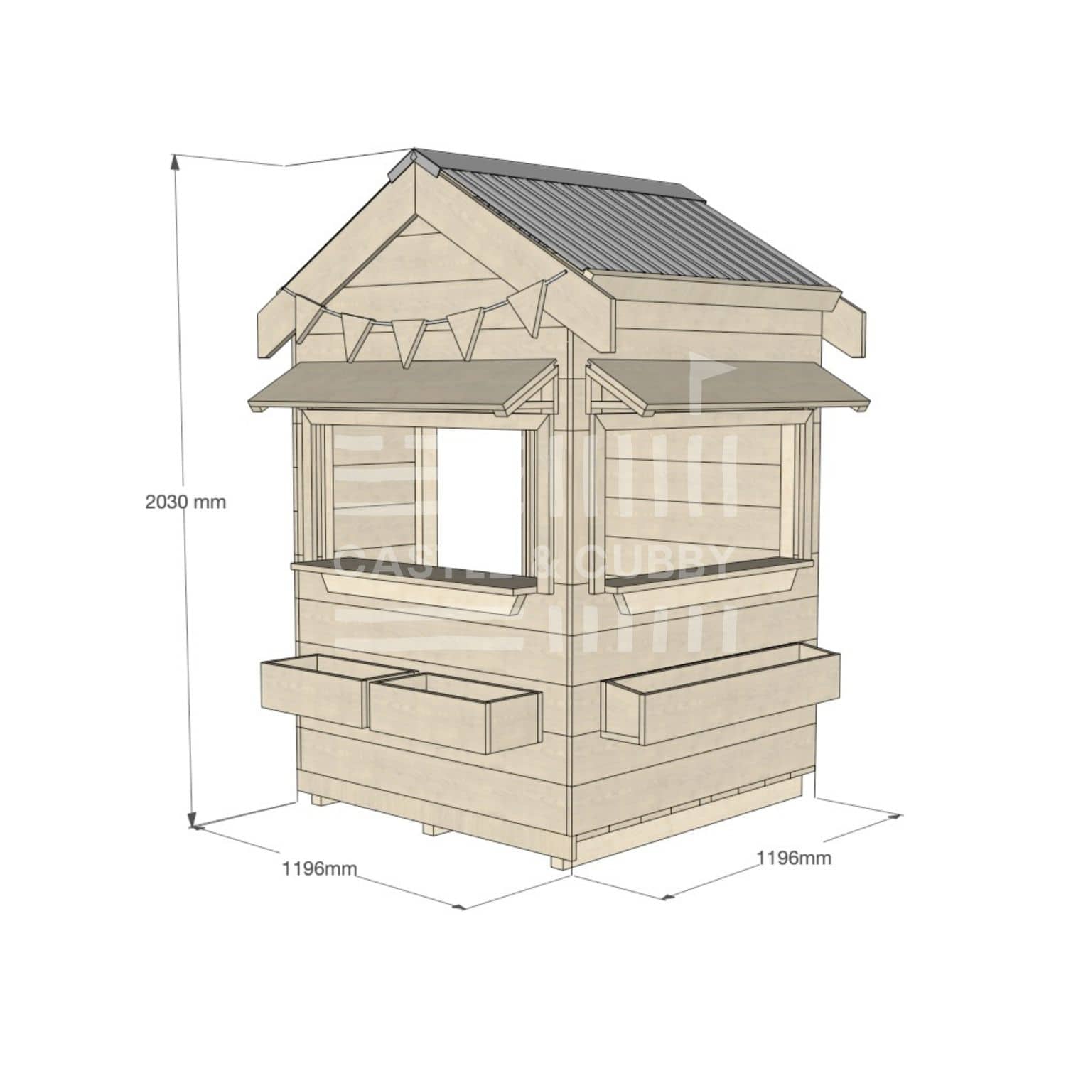 Pitched roof raw wooden cubby house commercial education little square dimensions