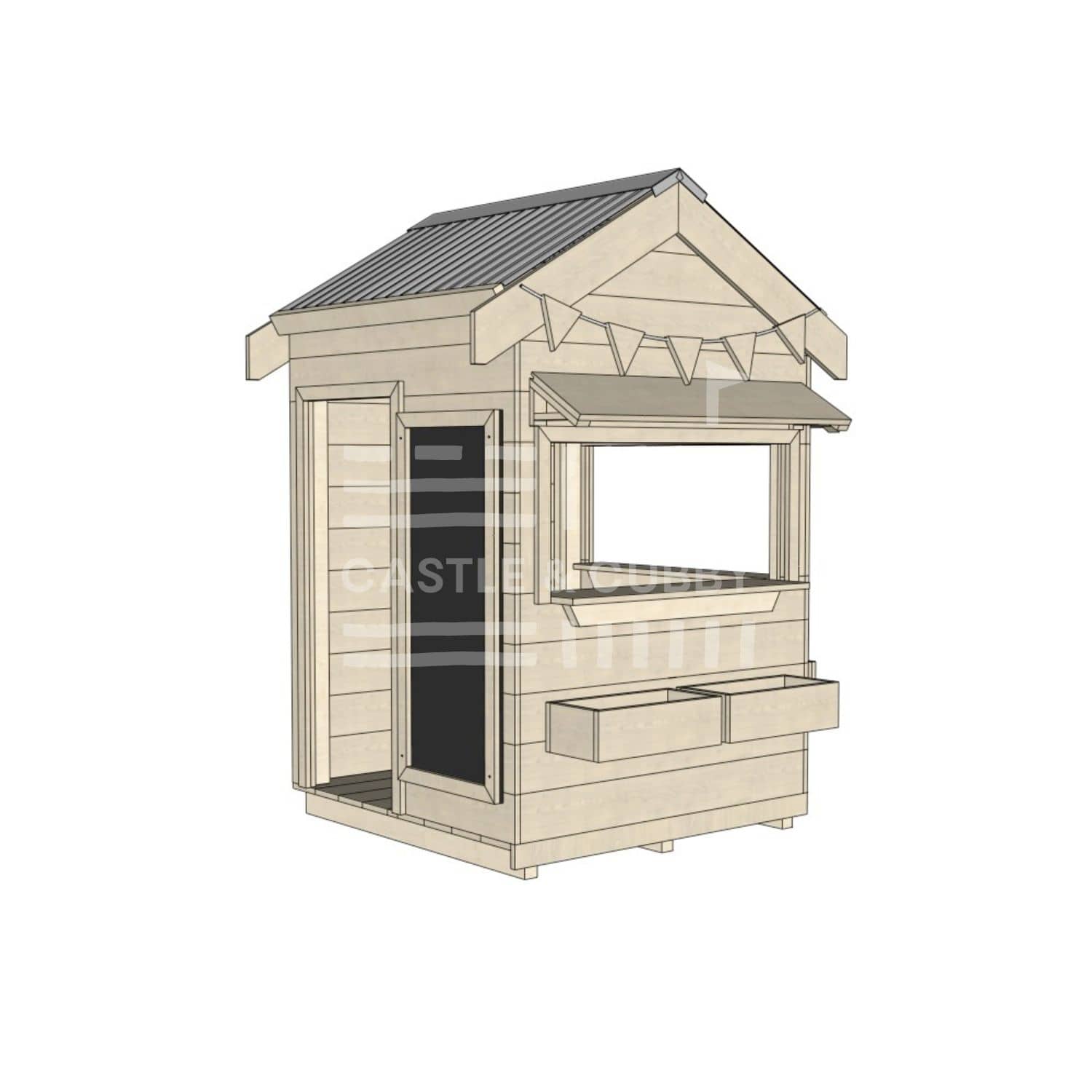 Pitched roof raw wooden cubby house commercial education little square accessories