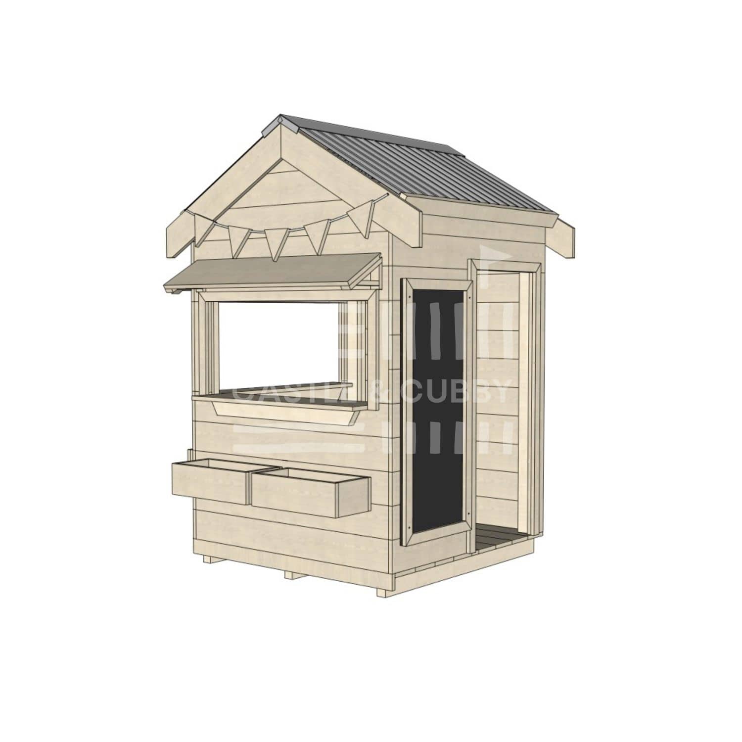 Pitched roof raw wooden cubby house commercial education little square accessories